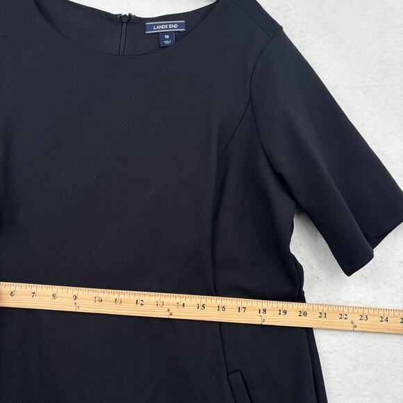 Lands' End Sheath Dress Womens Size 18 Black Ponte Knit Stretch Pockets Back Zip - Picture 8 of 10